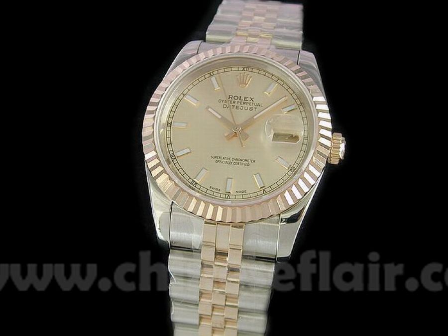 Clone Rolex Datejust 2-Tone Gold Face High Quality Men's Watch